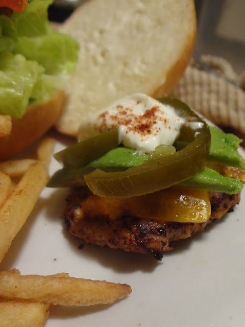 turkey burger slider with sour cream, jalapeno and avocado