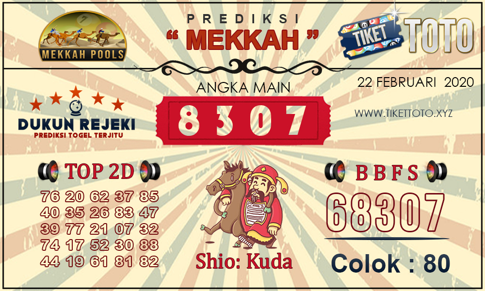 Prediksi Togel MEKKAH TIKETTOTO 22 FEBRUARI 2020