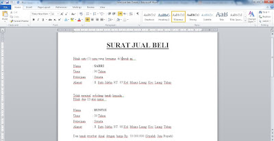 Contoh Surat Jual Beli Tanah Simple Materai 6000 Doc