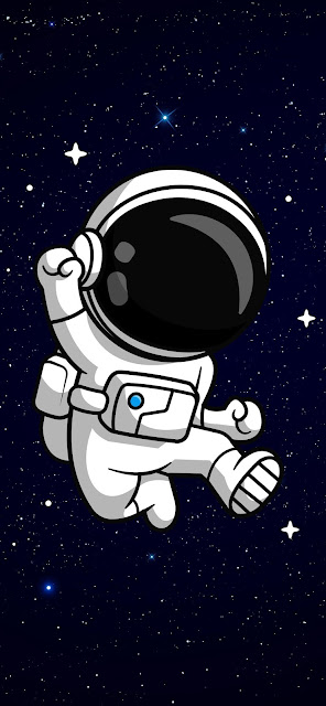Cartoon Astronaut In Space Iphone Wallpaper