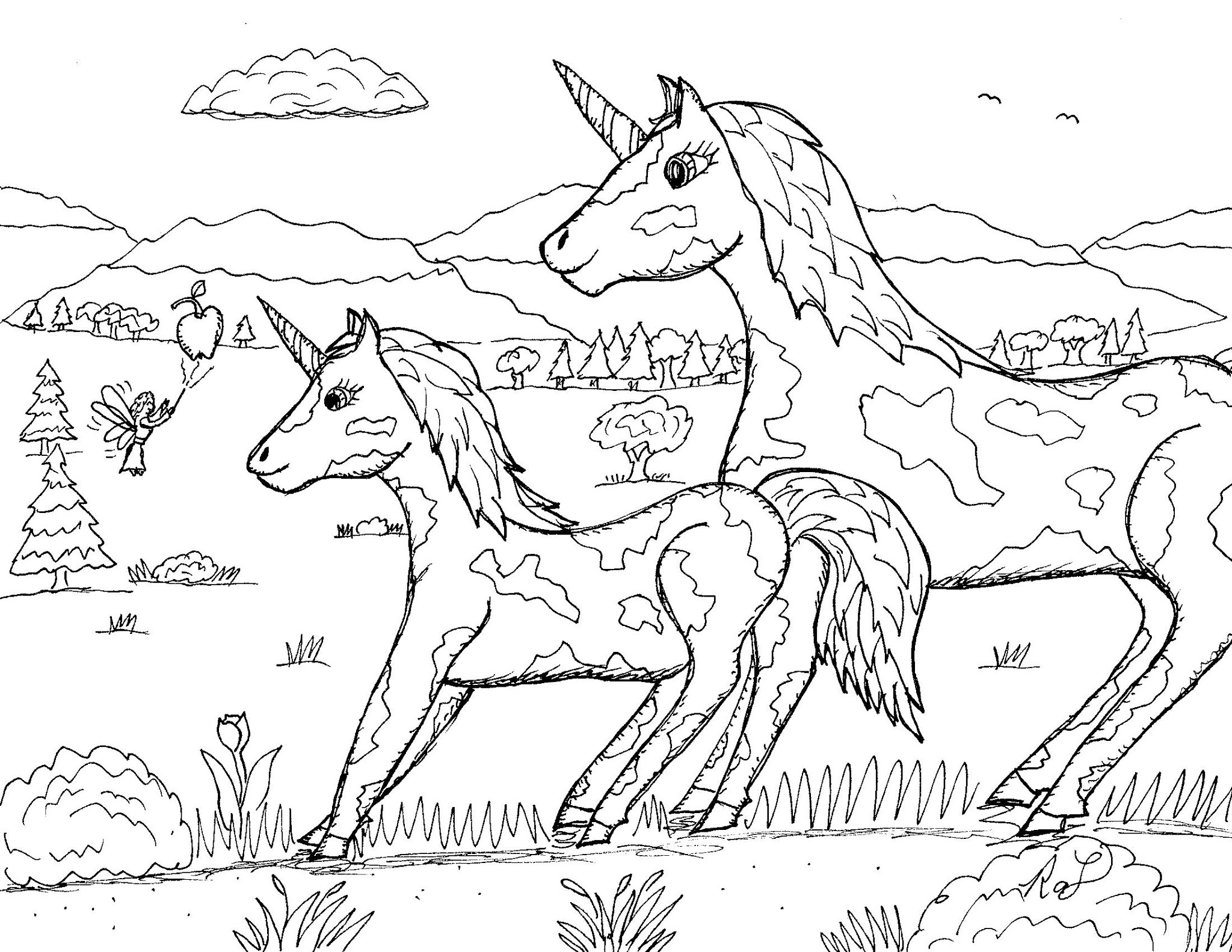 Robin's Great Coloring Pages: Unicorn with other Unicorns and with other  Magical Beings - Includes new Paint Unicorns coloring page
