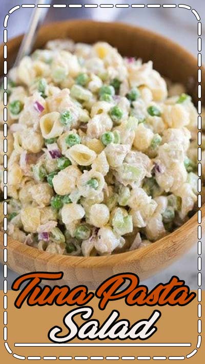 This Tuna Pasta Salad with shell noodles, peas, tuna, celery, and Greek yogurt is fast, healthy, and a dish your whole family can enjoy!