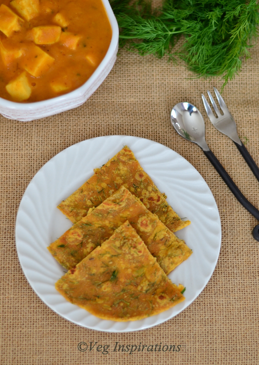 Dill Paratha Indian Wheat flatbread with dill Veg Inspirations