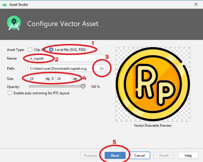 Vector Asset Android Studio