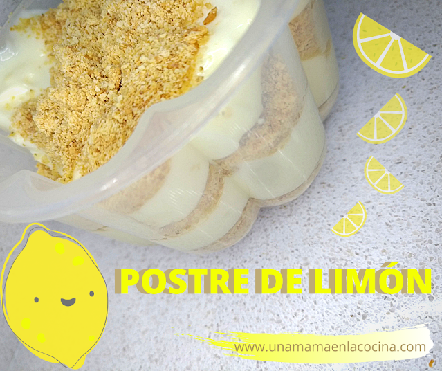 Postre de limón o crema de limón y galletas. Receta apañada, fácil, rápida y barata de solo 4 ingredientes