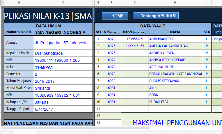 Kumpulan Aplikasi Raport K13 Untuk SD, SMP, MTs dan SMA