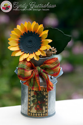 3d Paper sunflower in tin milk can