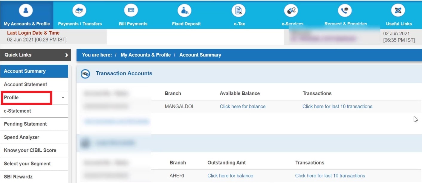 How to check my address in SBI account online?