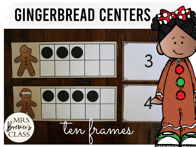 Gingerbread Centers with Math and Literacy Activities for Kindergarten at Christmas