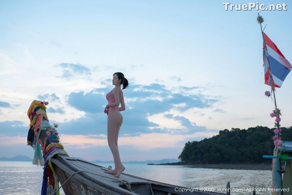 Image XIUREN No.2340 - Chinese Model Shen Mengyao (沈梦瑶) - Sexy Pink Monokini on the Beach - TruePic.net - Picture-10