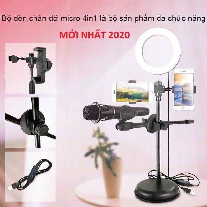 ĐÈN LIVESTREAM đa năng 4 trong 1 loiaj lớn có đèn LED 16CM, Bảo hành đổi mới 3 Tháng