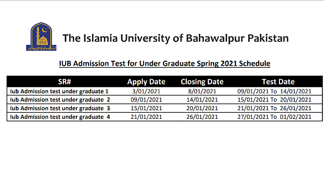 IUB Admission Test For Under Grauate Spring-2021 Schedule (IUB Spcieal NAT Test-2021) IUB Admission Test For Under Grauate Spring-2021 Schedule (IUB Spcieal NAT Test-2021)