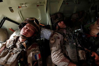 Exhausted French Troops during patrol in Operation Barkhane 