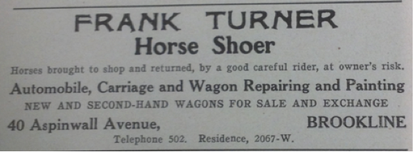 1913 Frank Turner, Horseshoer ad