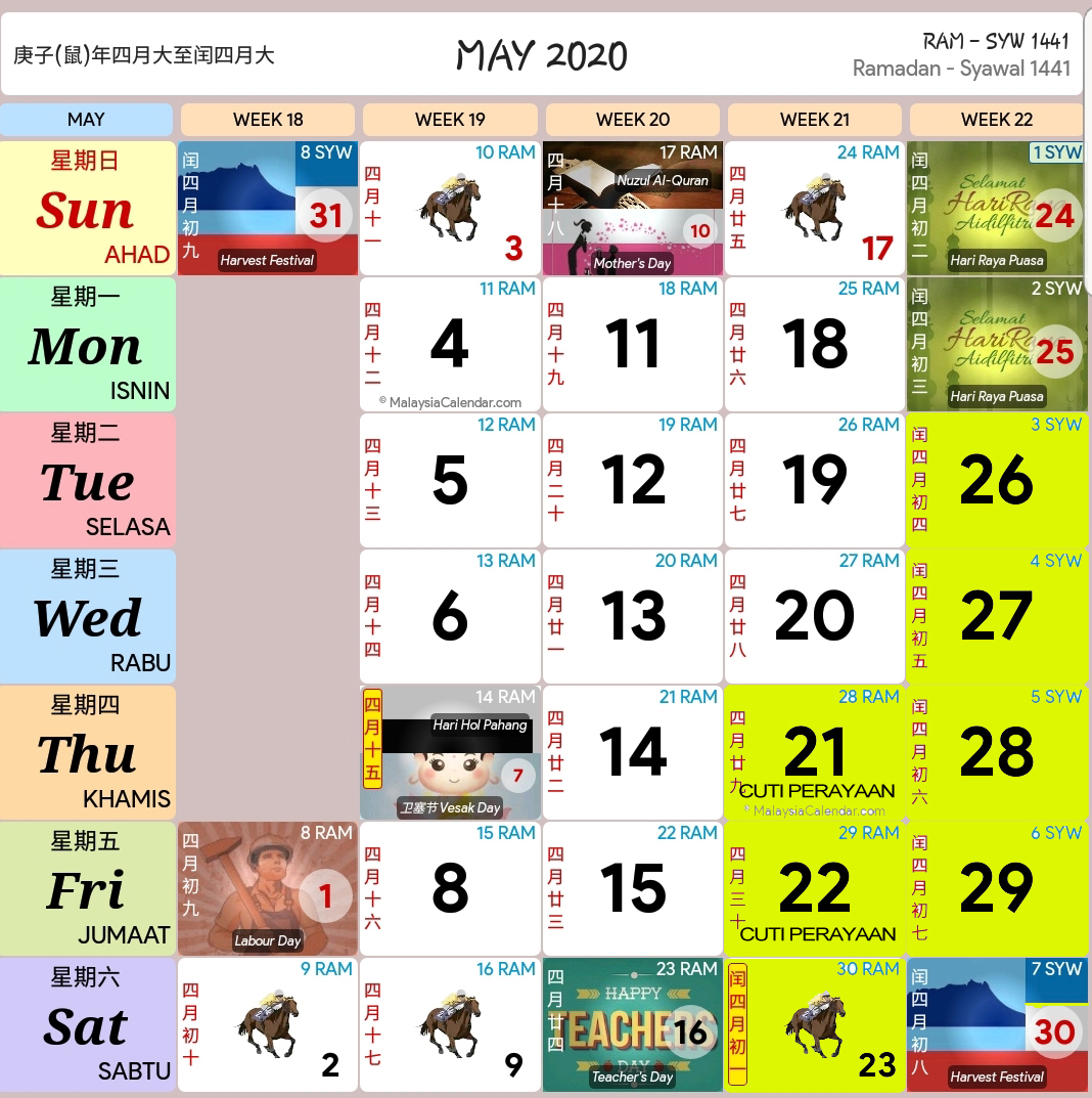 Hasil carian imej untuk kalendar kuda BULAN may 2020 malaysia