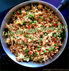 Take-Out Style Brown Rice, a quick flavorful side dish. Don’t go pick it up, make it at home.  | Recipe Developed by www.BakingInATornado.com | #recipe #dinner