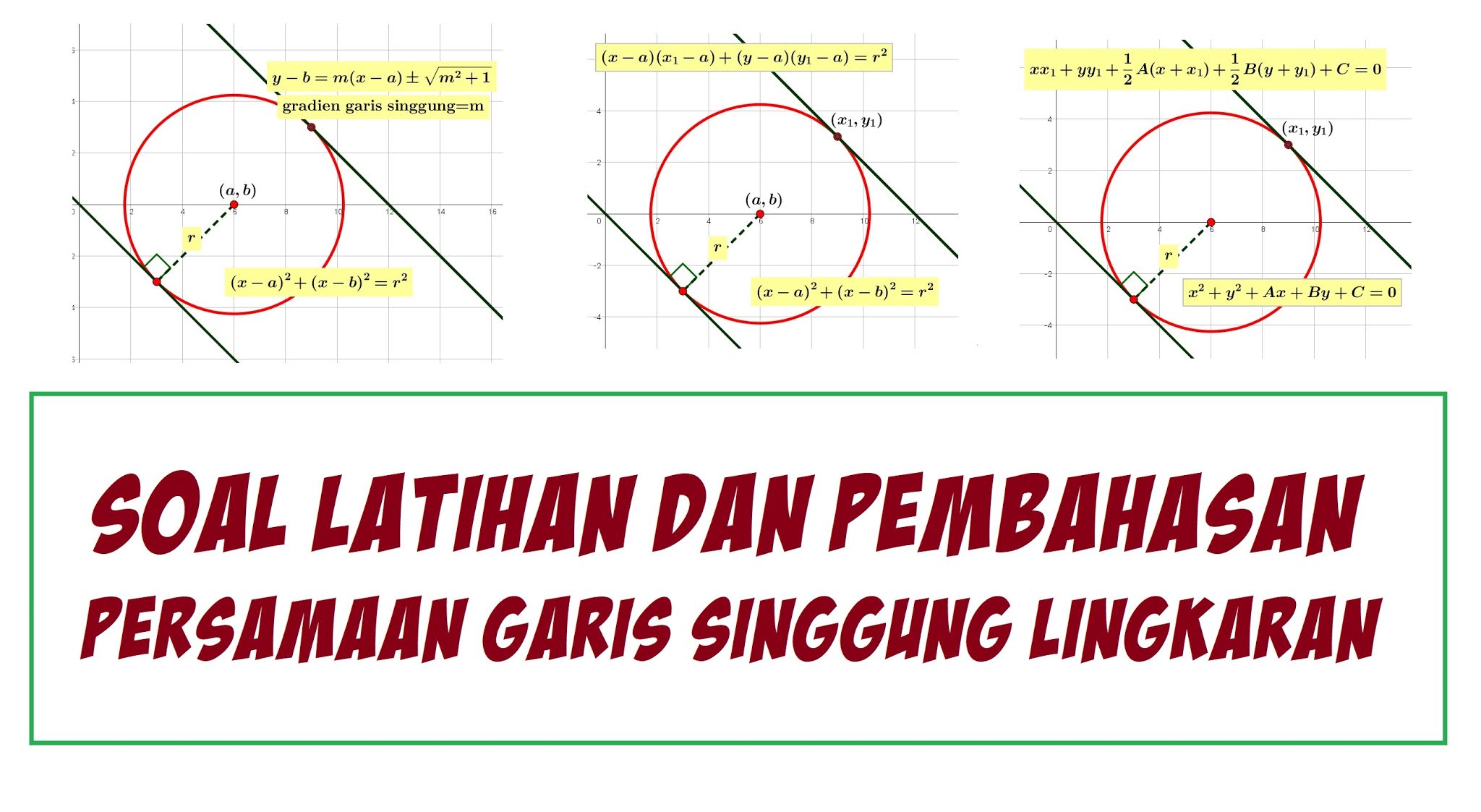Lingkaran, Soal Latihan dan Pembahasan Persamaan Garis Singgung Lingkaran Lingkaran, Soal Latihan dan Pembahasan Persamaan Garis Singgung Lingkaran