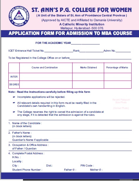 MBA APPLICATION FORM