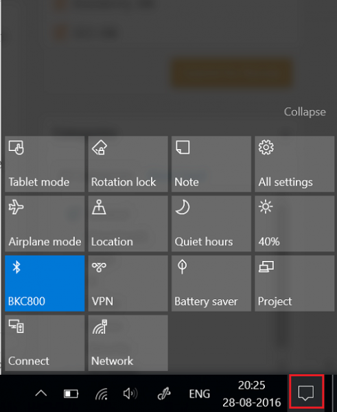 Windows10アクションセンター