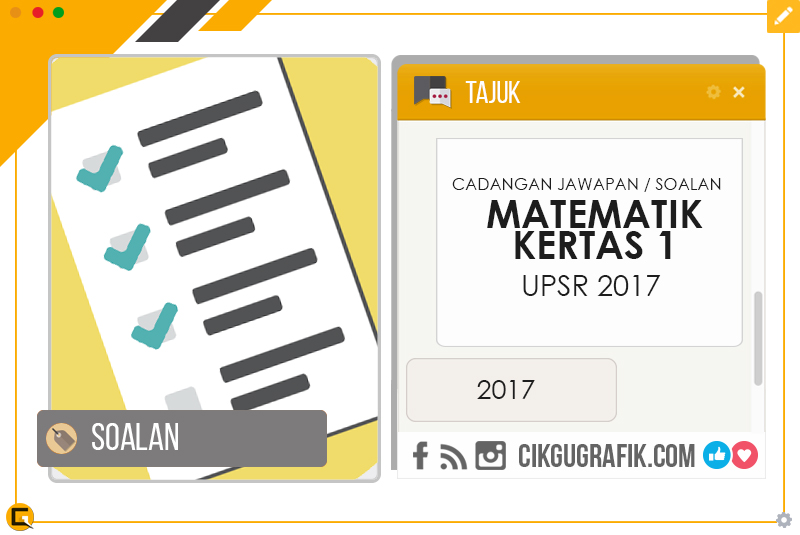 Jawapan dan Soalan UPSR Matematik Kertas 1 2017  KOLEKSI 