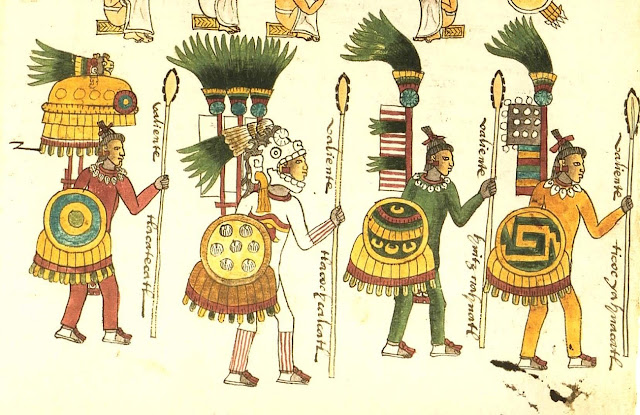 Командиры ацтекских армий. Перьевые «штандарты» выделяли их в бою