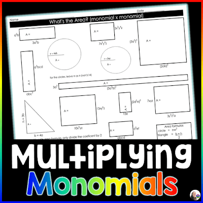 Multiplying Polynomials Worksheet - monomials