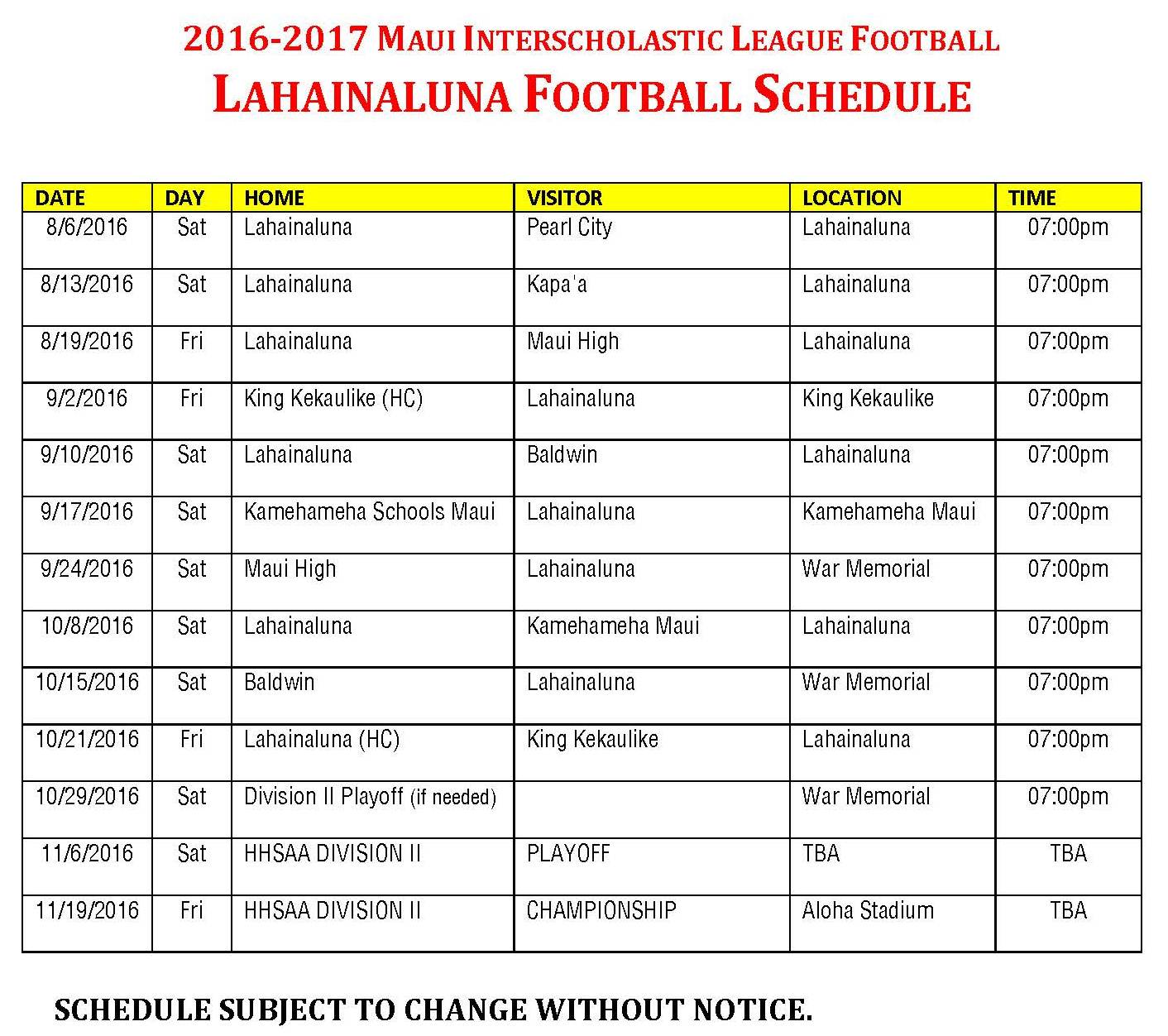 varsity jv schedules