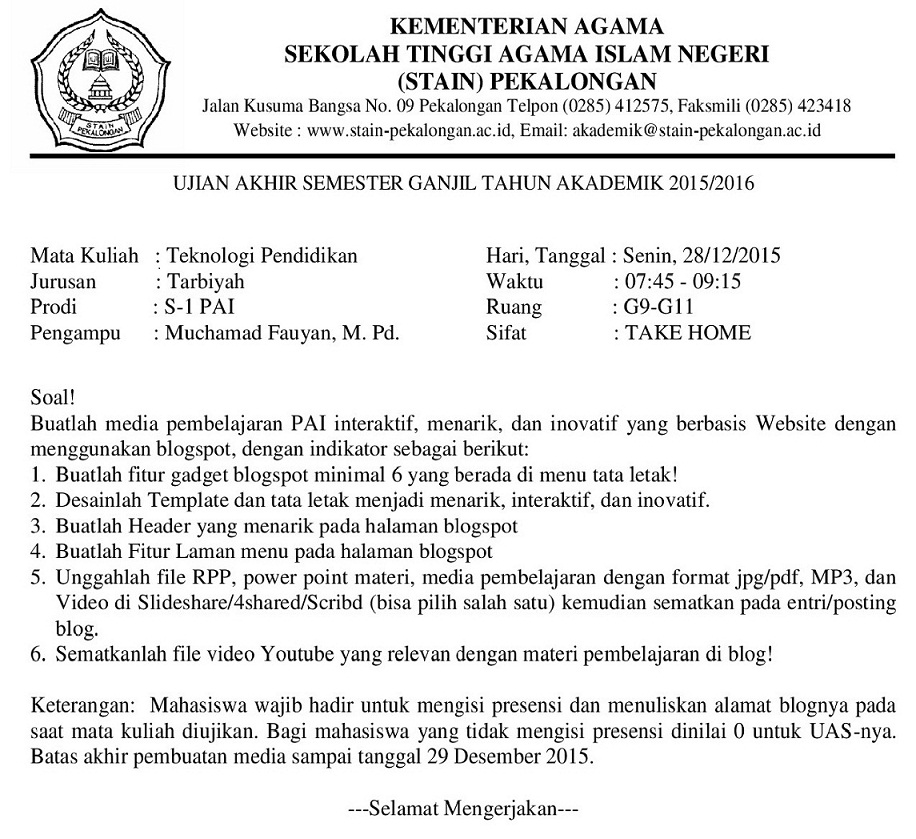 Soal Uas Pai Untuk Perguruan Tinggi Project Soal