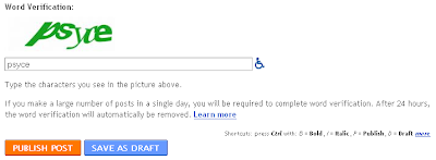Blogger High Posting Rate in a Single Day Word Verification