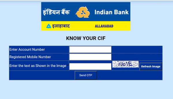 Indian bank cif number