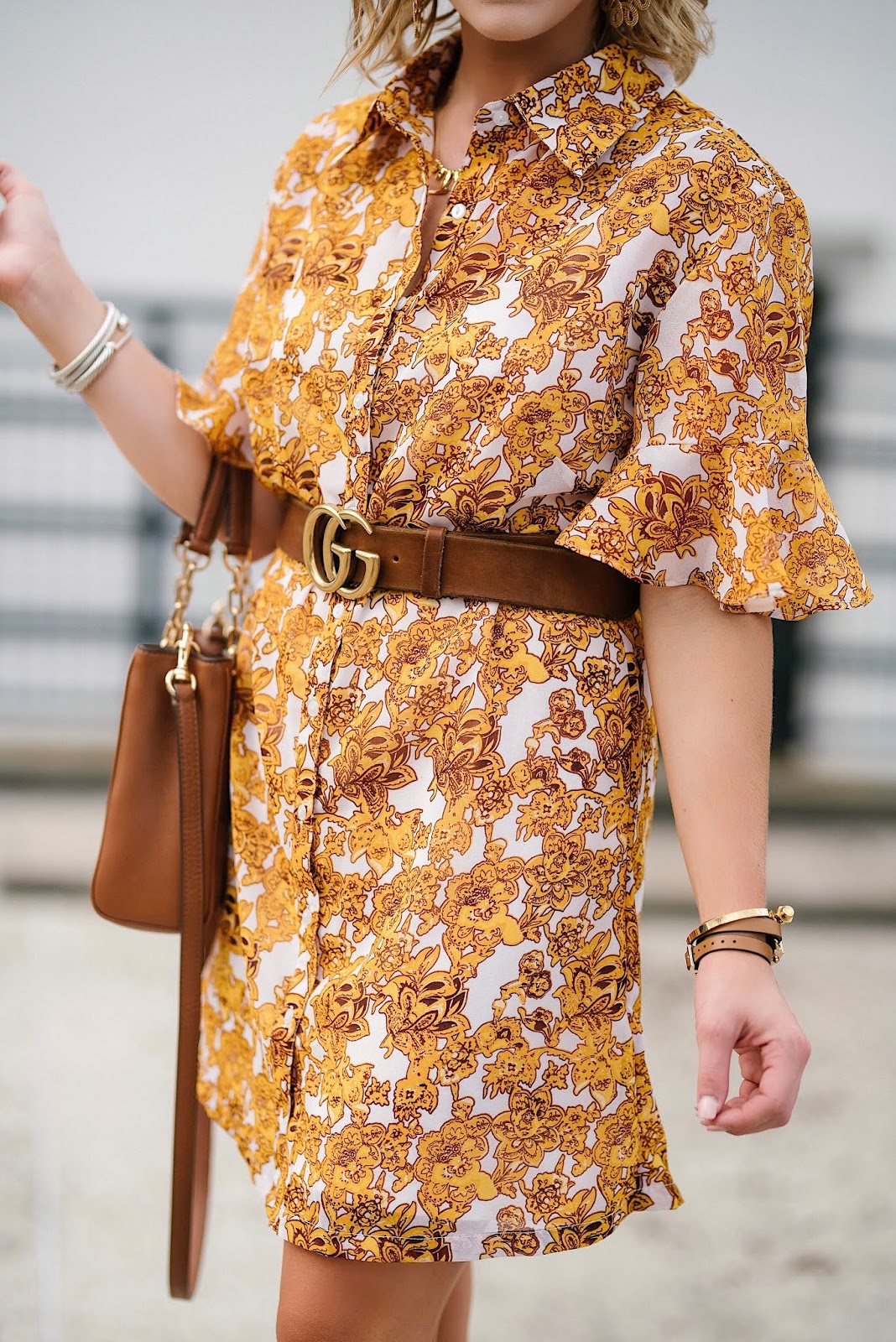 The Perfect Dress To Transition Into Fall: $60 Ruffle Sleeve Shirt Dress - Something Delightful Blog
