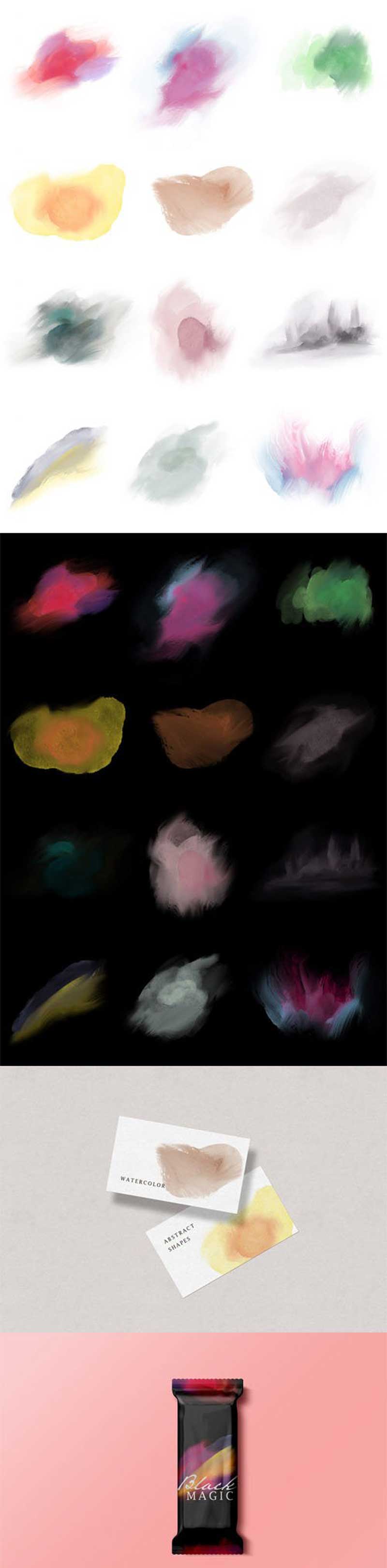 12 Hand-painted Watercolor Shapes Textures 2