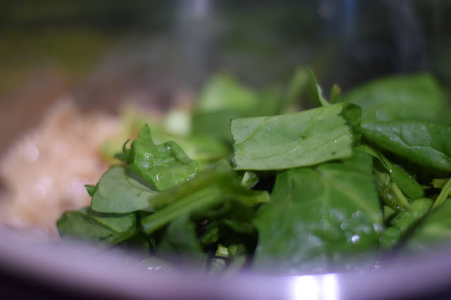 The spinach in the instant pot.