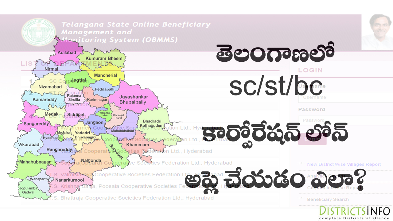 ST/SC/BC Corporation Loan Online in Telangana State