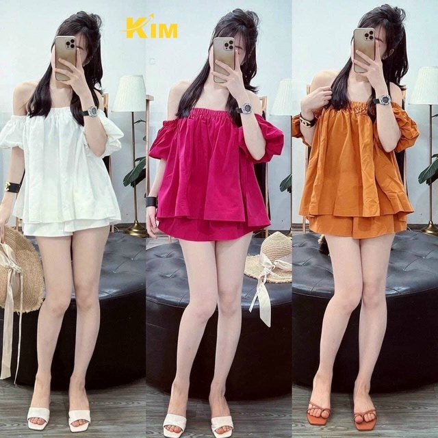 SET ÁO TRỄ VAI KATE LỤA KÈM QUẦN SHORT