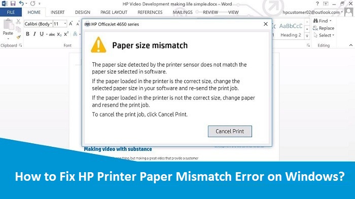 hp printer paper size