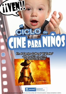 Cartel del Ciclo de Cine para Niños anunciando la sesión del 14 de diciembre de 2013.
