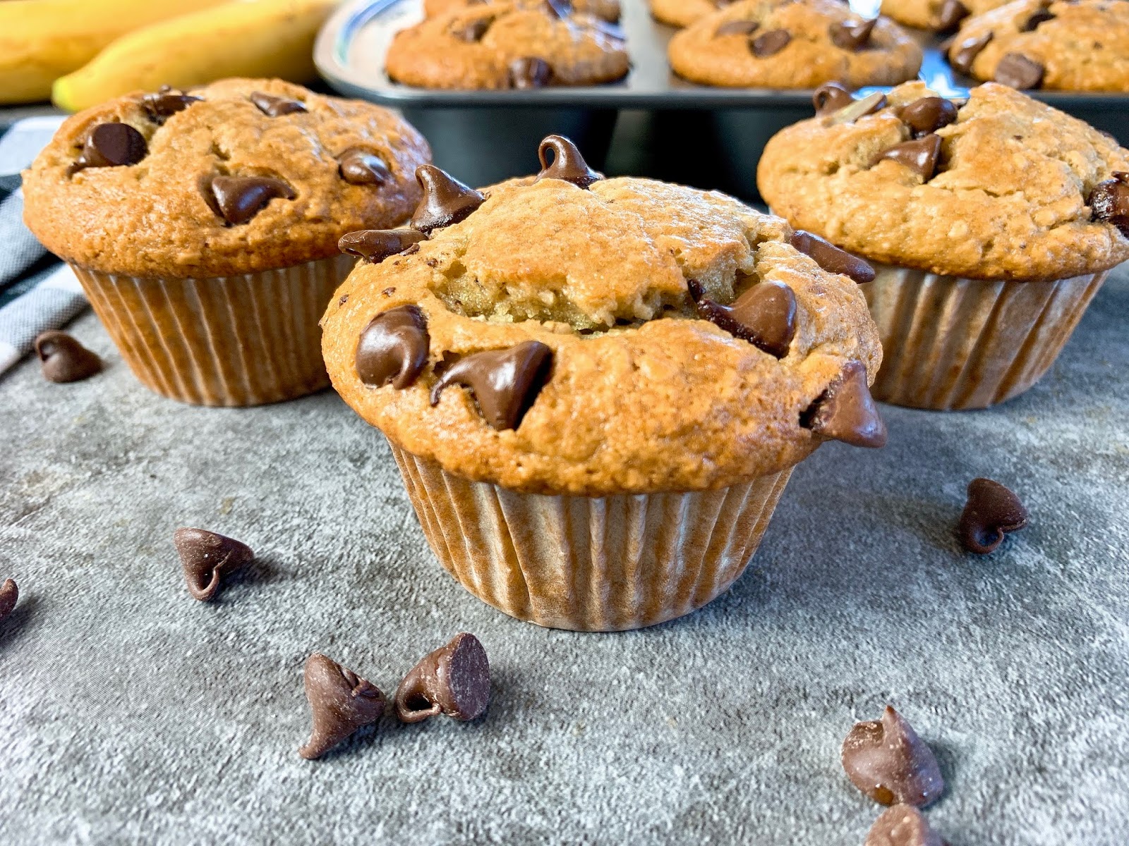 BananaOatmeal Chocolate Chip Muffins