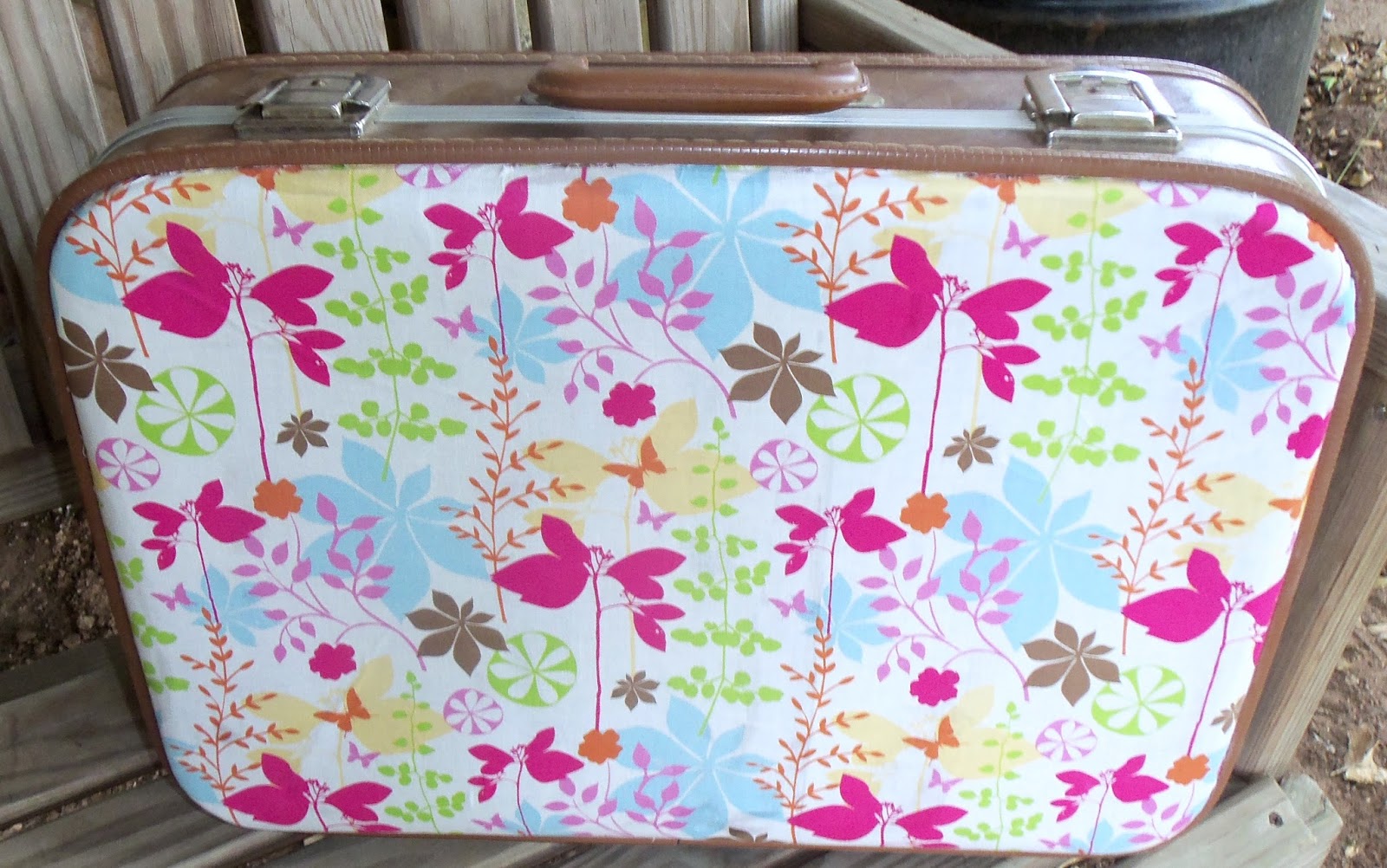 live. love. scrap. Fabric Covered Vintage Suitcase