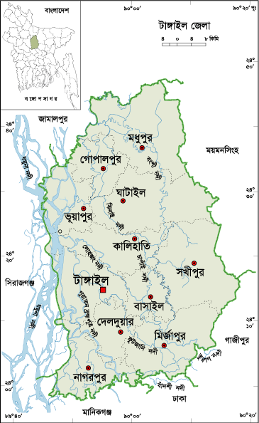 Map Of Tangail District Bangladesh Map All: Tangail Map