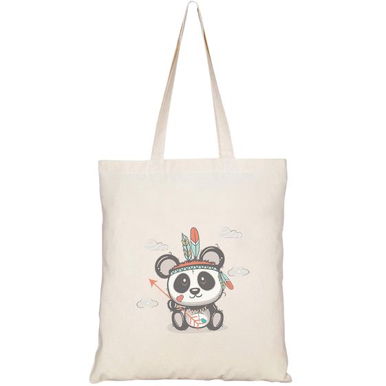 TÚI VẢI TOTE CANVAS IN HÌNH CUTE PANDA WITH FEATHERS WITH SEAMLESS PATTERN HT200 – HTFASHION