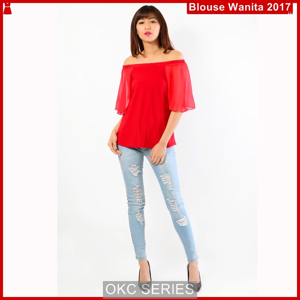 C5OKC Blouse Ala Korea Women Sleeve Merah Bj33C5