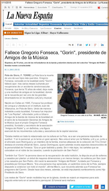 Fallecimiento de Gregorio Fonseca, Gorín