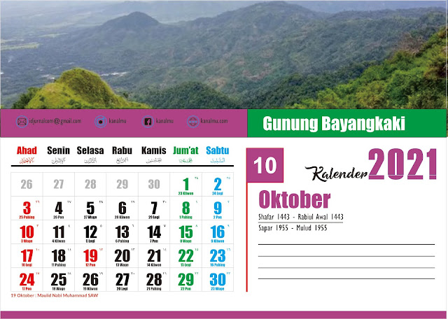 Kalender 2021 Bulan Oktober