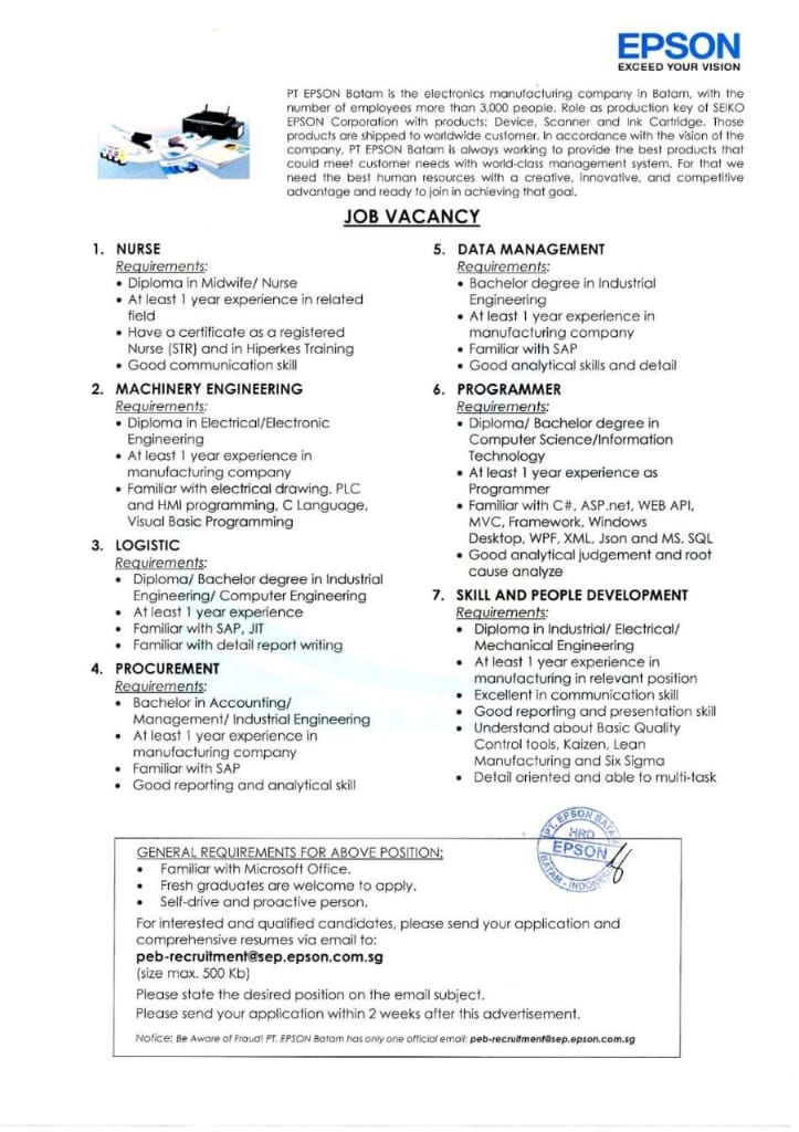 Contoh Surat Lamaran Kerja Di Pt Epson Batam Contoh Surat Lamaran Kerja Di Pt Epson Batam