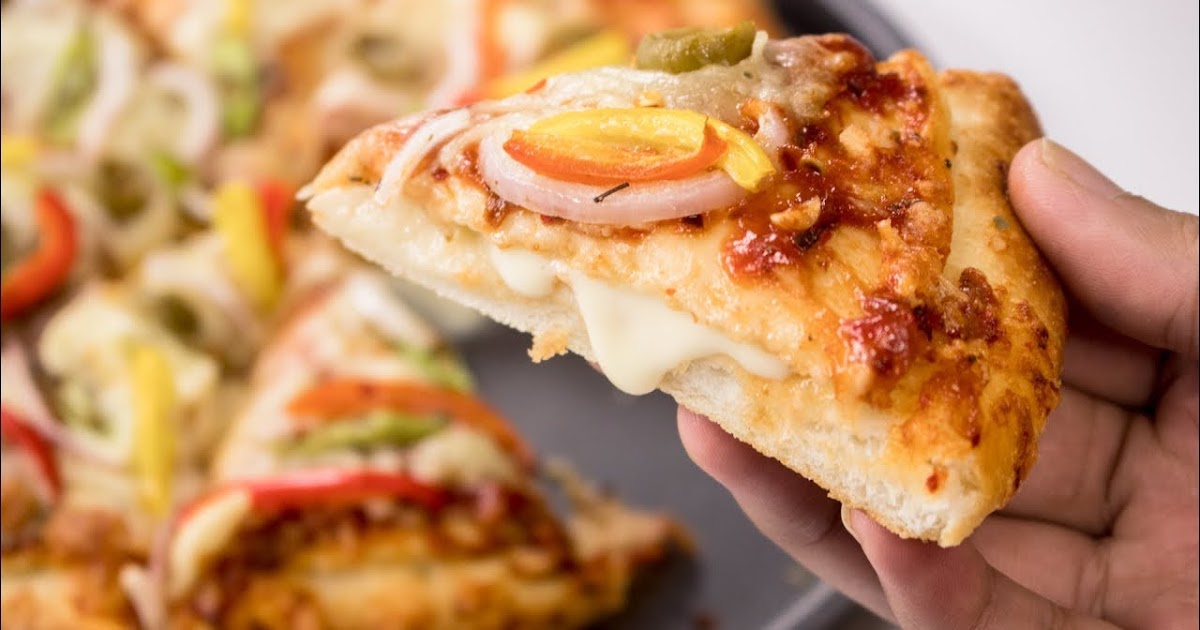 How to make Cheese Burst Pizza without Oven and Yeast in Home Recipe