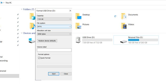 Как отформатировать USB-накопитель в файловой системе NTFS