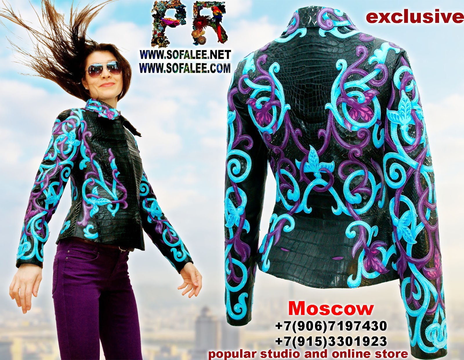 Sofalee Exclusive Leather Jackets Unigue Crocodile Caiman
