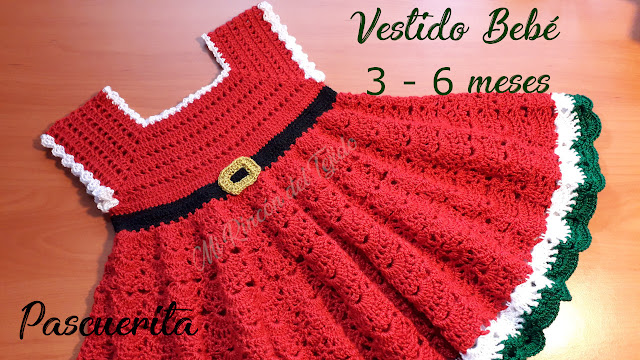 ❤ ✿ Mi Rincón del Tejido ✿ ❤: Vestido Bebe 3-6 meses Crochet Navidad  tutorial paso a paso. Parte 2 de 3. - Crochet baby dress