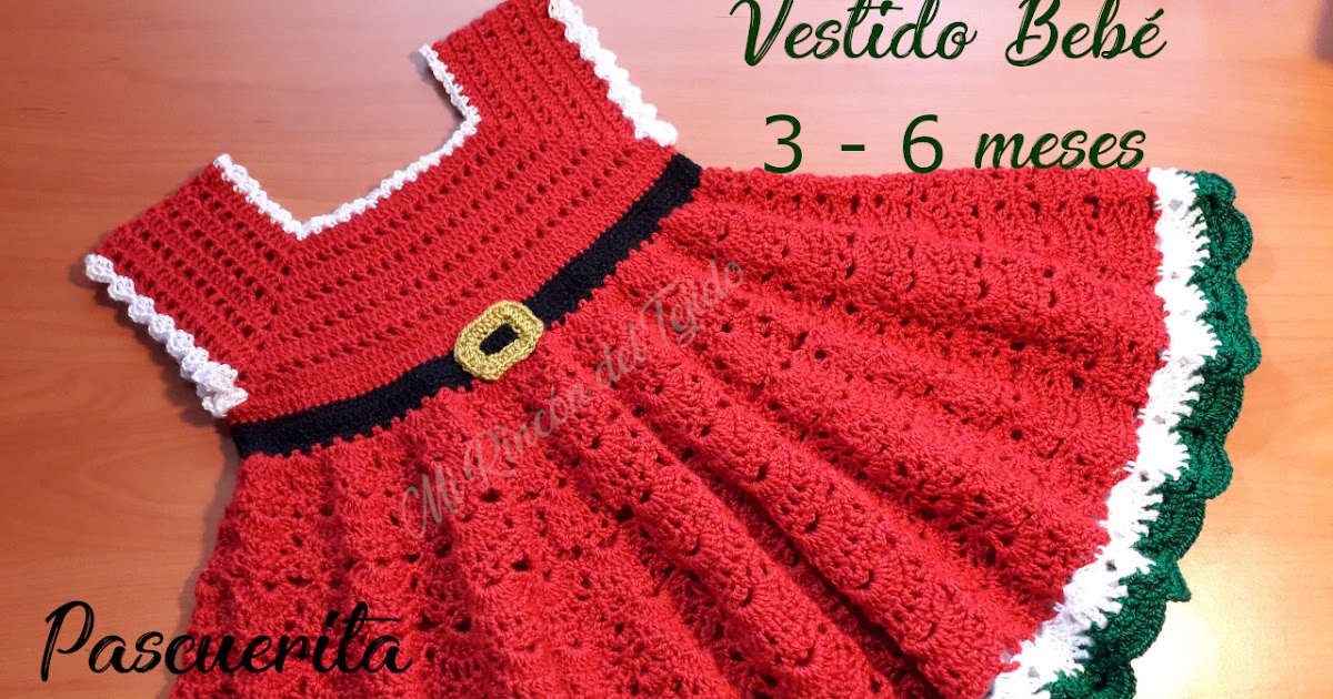 ❤ ✿ Mi Rincón del Tejido ✿ Vestido Bebe 3-6 meses Crochet Navidad tutorial paso a paso. Parte 2 de 3. - Crochet baby dress